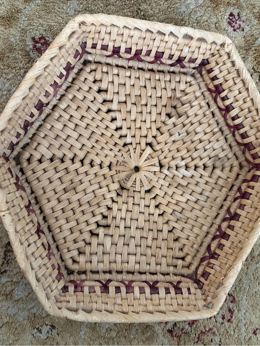 Handwoven Hexagon Natural Woven Storage Basket